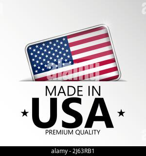 Made in USA Grafik und Label. Element der Wirkung für die Verwendung, die Sie daraus machen möchten. Stock Vektor