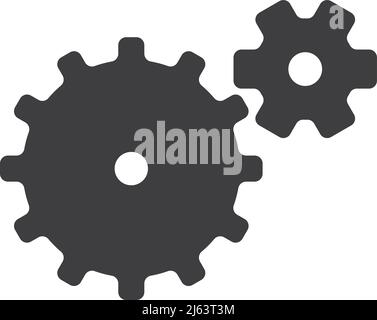 Schwarzes Zahnradsymbol. Symbol für Arbeitsvorgang. Systemschild Stock Vektor