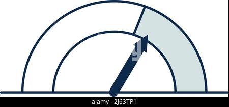 Halbkreisanzeige mit Pfeil. Symbol für runde Anzeige Stock Vektor