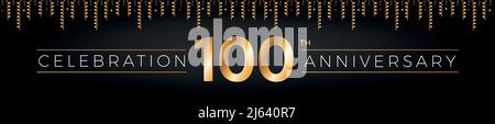 100.-jähriges Jubiläum. Ein 100 Jahre Geburtstagsfeier horizontale Banner mit leuchtend goldenen Farbe. Stock Vektor