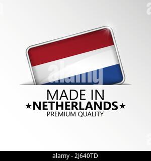 Made in Netherlands Grafik und Label. Element der Wirkung für die Verwendung, die Sie daraus machen möchten. Stock Vektor