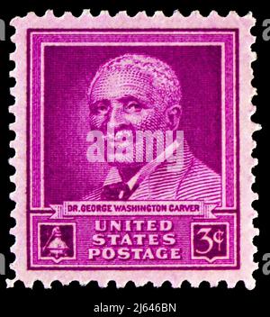 MOSKAU, RUSSLAND - 27. MÄRZ 2022: Die in den USA gedruckte Briefmarke zeigt Dr. George Washington Carver, Serie, um 1948 Stockfoto