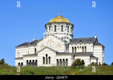 Die Kathedrale von Wladimir in Chersonesos - die orthodoxe Kirche des Moskauer Patriarchats auf dem Territorium des Taurischen Chersonesos Stockfoto