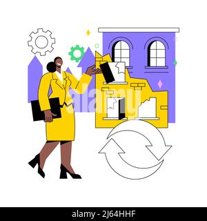 Altbauten Modernisierung abstraktes Konzept Vektor Illustration. Aufbau von Service, Lösungen zur Modernisierung des Bauwerks, Isolierung historischer Gebäude, abstrakte Metapher des Designteams. Stock Vektor