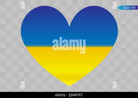 Herz. Flagge der Ukraine. Krieg beenden. Stock Vektor