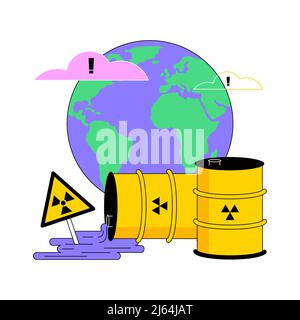 Abstraktes Konzept der radioaktiven Verschmutzung Vektorgrafik. Radioaktiver gefährlicher Abfall, giftiger Müll, Strahlengefahr, Umweltproblem, gefährliche Produkte Entsorgung abstrakte Metapher. Stock Vektor