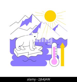 Schmelzgletscher abstrakte Konzept Vektor-Illustration. Polare Eiskappen schmelzen, Berggletscher verschwinden Ursache, Anstieg des Meeresspiegels, globale Erwärmung, Welttemperaturanstieg abstrakte Metapher. Stock Vektor