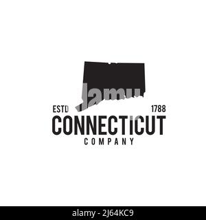 Connecticute Karte Umriss Vektor-Logo-Design Stock Vektor