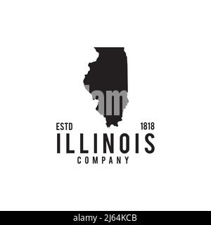 Illinois State Karte Umriss Vektor-Logo-Design Stock Vektor