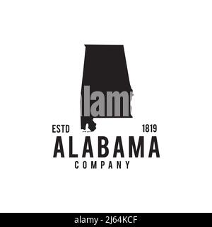 Alabama State Karte Umriss Vektor-Logo-Design Stock Vektor