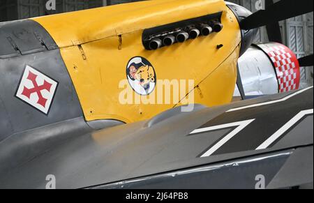 Hispano HA-1112-M4L Buchon “White 9″, duxford, england Stockfoto