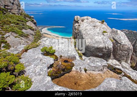 Blick auf den Trousers Point von den Strzelecki Peaks Stockfoto