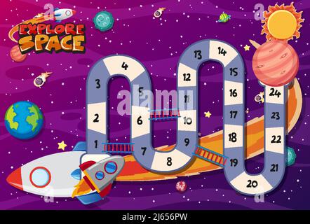 Spiel Vorlage mit Raum Thema Hintergrund Illustration Stock Vektor