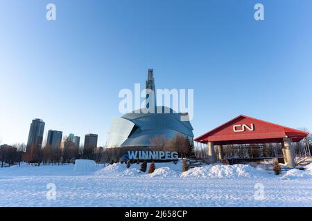 März 6 2022 - Windigg Manitoba Canada - das Museum für Menschenrechte Stockfoto