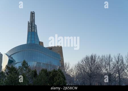 März 6 2022 - Windigg Manitoba Canada - das Museum für Menschenrechte Stockfoto