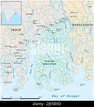 vektor-Karte von indien Nationalpark sundarban Stock Vektor