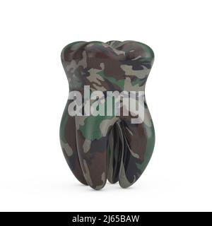 Zahn in Tarnfarbe militärische Khaki-Farben auf weißem Hintergrund. 3D Rendering Stockfoto