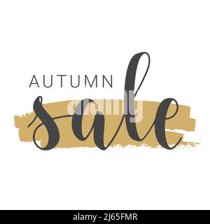 Vektorgrafik. Handgeschriebener Schriftzug von Autumn Sale. Vorlage für Banner, Karte, Etikett, Postkarte, Poster, Aufkleber, Druck- oder Webprodukt. Stock Vektor