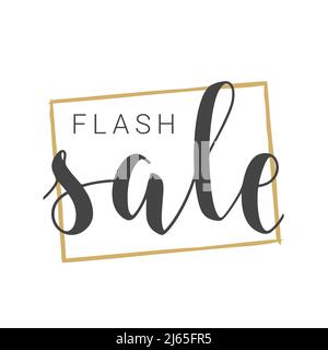 Vektorgrafik. Handschriftliche Beschriftung von Flash Sale. Vorlage für Banner, Karte, Etikett, Postkarte, Poster, Aufkleber, Druck- oder Webprodukt. Stock Vektor