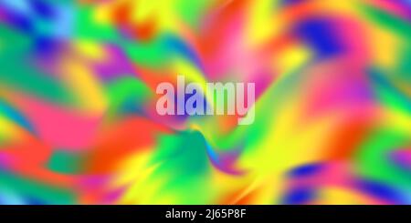 Buntes Holo-abstraktes Nahtmuster. Schillernder, holographischer Regenbogen. Lebendiger Hintergrund im Stil von 80s und 90s. Farbstoff-Grafik-Gradienteneffekt Stock Vektor
