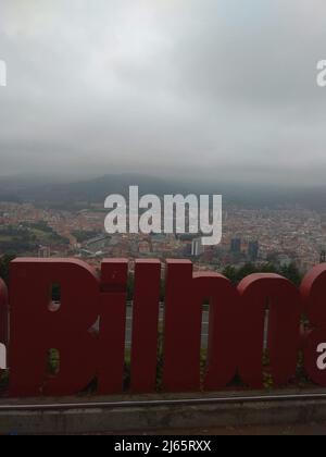 Standseilbahn Artxanda, wo Sie einen Aussichtspunkt von Bilbao genießen können. Stockfoto