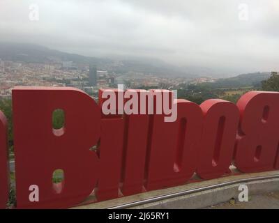 Standseilbahn Artxanda, wo Sie einen Aussichtspunkt von Bilbao genießen können. Stockfoto