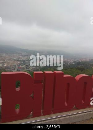 Standseilbahn Artxanda, wo Sie einen Aussichtspunkt von Bilbao genießen können. Stockfoto