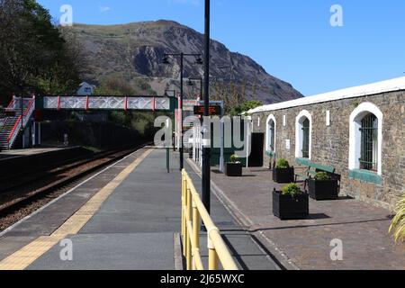 Penmaenmawr Bahnhof Bahnhofsstraße West Conwy North Wales Stockfoto
