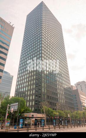 SK Group, 21. April 2022 : der Hauptsitz der SK Group in Seoul, Südkorea. Die SK-Gruppe wurde im Jahr 2021 dank Halbleitern und Batterien zum zweitgrößten Konglomerat Südkoreas, da die Hyundai Motor Group laut der Fair Trade Commission am 27. April 2022 auf Platz 3 fiel. (Foto von Lee Jae-won/AFLO) (SÜDKOREA) Stockfoto