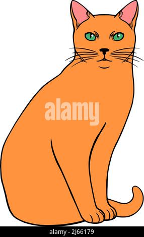 Einfache rote sitzende Katze. PET Kätzchen. vektorgrafik Stock Vektor