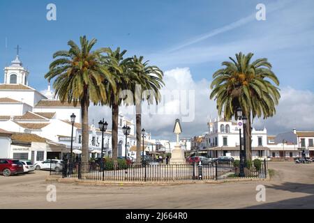 Das Zentrum von El Rocio in Andalusien Stockfoto