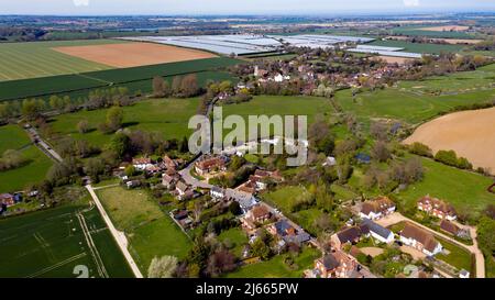 Luftaufnahme von Ickham, mit Blick auf Wickhambreaux und Kelsey Farms, Kent Stockfoto