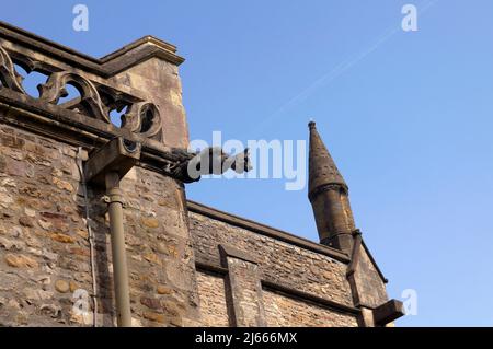 Wasserspeier auf dem Dach der Llandaff Cathedral, Cardiff Stockfoto