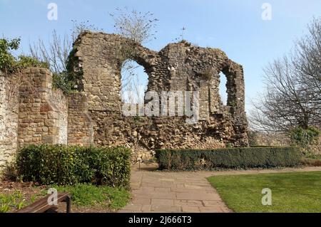 Ruinen des alten Bischofspalastes, Llandaff, Cardiff, Wales, Großbritannien Stockfoto