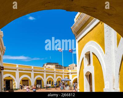 Castillo San Juan de Morro eine Festung aus dem 16. Jahrhundert eine nationale historische Stätte von San Juan im alten San Juan in Puerto Rico Stockfoto