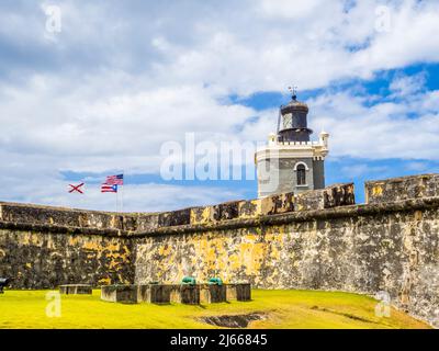 Castillo San Juan de Morro eine Festung aus dem 16. Jahrhundert eine nationale historische Stätte von San Juan im alten San Juan in Puerto Rico Stockfoto