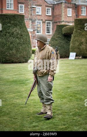 US Ranger Sergeant re-enactor bei der No man's Land 2022 Veranstaltung in der Bodrhyddan Hall, Wales Stockfoto