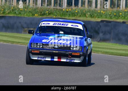 Jake Hill, Ric Wood, Ford Capri III 3 Liter S, Gerry Marshall Trophy, ein Rennen über 45 Minuten für zwei Fahrer mit einem obligatorischen Boxenstopp für Gruppe 1 s. Stockfoto