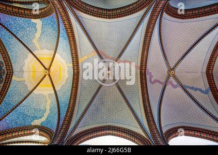 Kathedrale St. Jakobus, QR-Code Deckengemaelde von Helge warme, Görlitz, Sachsen, Deutschland Stockfoto