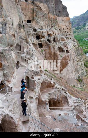 Hoehlenstadt Wardsia, Hoehlenwohnungen, UNESCO Welterbe, Achalkalaki, Region Samzche-Dschawachetien. Georgien Stockfoto