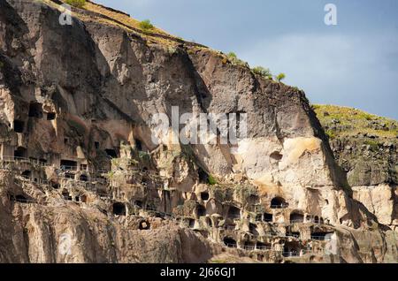 Hoehlenstadt Wardsia, Hoehlenwohnungen, UNESCO Welterbe, Achalkalaki, Region Samzche-Dschawachetien. Georgien Stockfoto