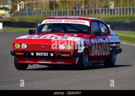 Rob Huff, Chris Lillingston-Price, Ford Capri III 3 Liter S, Gerry Marshall Trophy, ein Rennen über 45 Minuten für zwei Fahrer mit einem obligatorischen Boxenstopp, Stockfoto