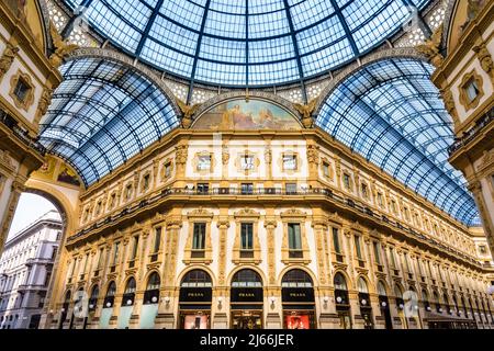 Die Gallerie Vittorio Emanuele II verglaste Einkaufspassage in Mailand, Italien. Stockfoto
