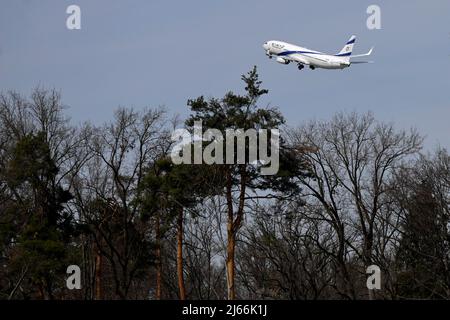 Flugzeug El Al Israel Airlines, Boeing 737-900ER, 4X-EHA, Zürich Kloten, Schweiz Stockfoto