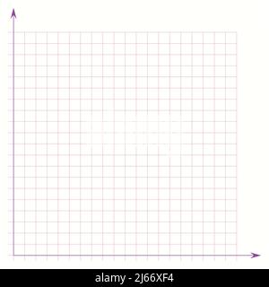 Rasterpapier. Mathematisches Diagramm. Kartesisches Koordinatensystem mit x-Achse, y-Achse. Quadratischer Hintergrund mit farbigen Linien. Geometrisches Muster für die Schule Stock Vektor