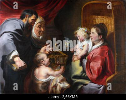 Die Jungfrau und das Kind mit den Heiligen Zacharias, Elisabeth und Johannes dem Täufer von Jacob Jordaens (1593-1678), Öl auf Leinwand, c. 1620 Stockfoto