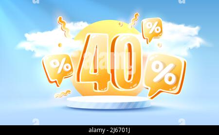 Mega SALE Sonderangebot, Sommer 40 off SALE Banner. Werbeaktion für die Schilder. Vektorgrafik Stock Vektor