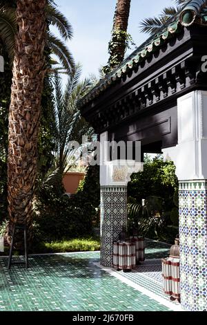 Reisen in Marokko. Traditionelles Riad in Marrakesch. Stockfoto