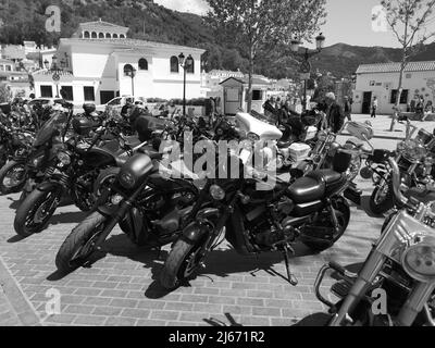 Mijas, Spanien. 23.. April 2022. Treffen mit Harley Davidson. Stockfoto