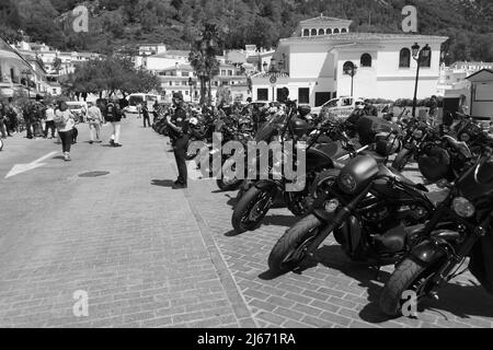 Mijas, Spanien. 23.. April 2022. Treffen mit Harley Davidson. Stockfoto